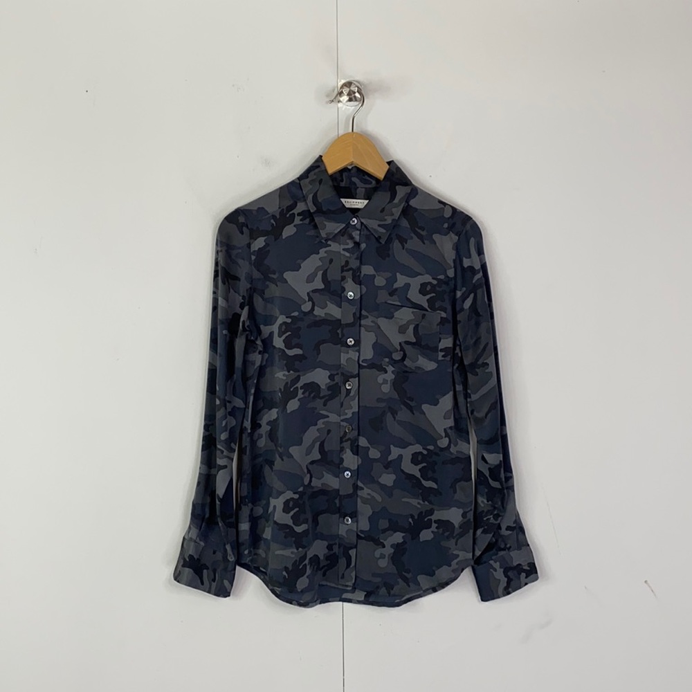 Equipment Camo Silk Button Down Long Sleeve Shirt